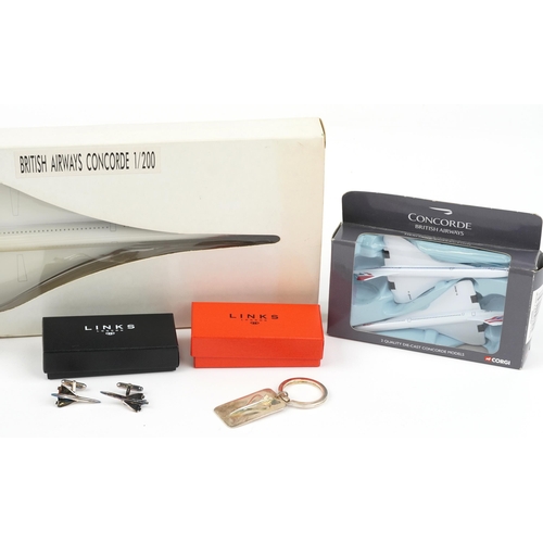 1687 - Aviation Concorde collectables, some Links of London, including Concorde keyring, torpedo cufflink, ... 