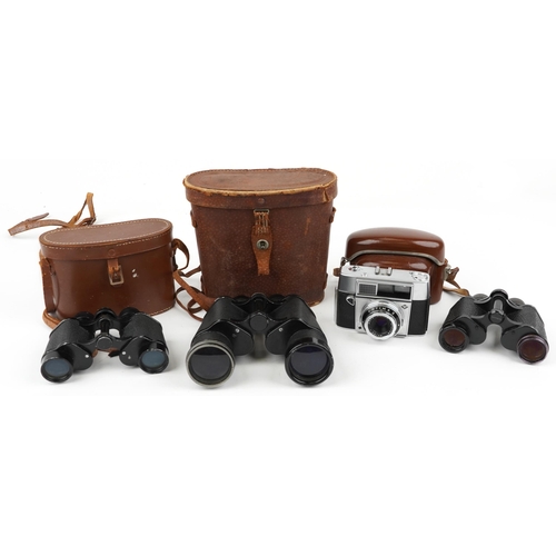 1354 - Vintage and later binoculars and cameras including Carl Zeiss Jena Jenoptem 3 x 30W and AGFA