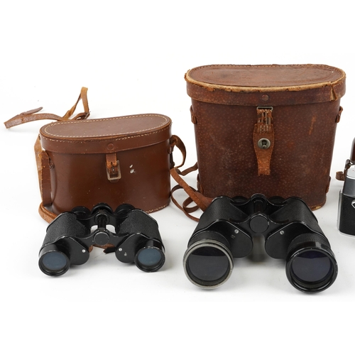 1354 - Vintage and later binoculars and cameras including Carl Zeiss Jena Jenoptem 3 x 30W and AGFA