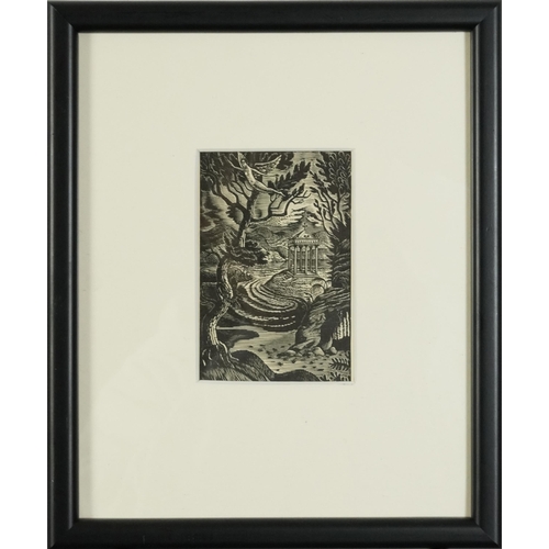 1608 - Eric Ravilious - Elm Angel, wood engraving, inscribed Signature I Curwen Press 1935 verso, mounted, ... 