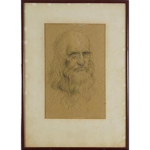 1483 - Portrait of a bearded gentleman, early 20th century drawing, Clapholt label verso, mounted, framed a... 