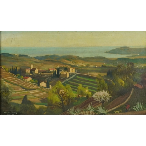 1484 - Rural landscape with buildings, 1940s French school oil on canvas, indistinctly signed Charles Cer..... 