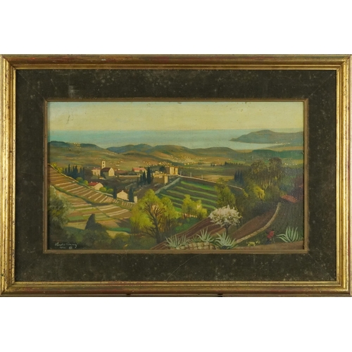 1484 - Rural landscape with buildings, 1940s French school oil on canvas, indistinctly signed Charles Cer..... 