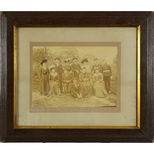 915 - Two Victorian black and white social history photographs including one of a family, mounted, framed ... 