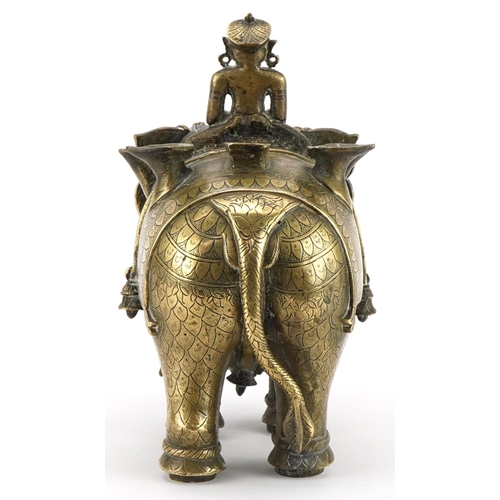 149 - 18th/19th century Indian bronze elephant and mahout with silver inlay, 25cm in length