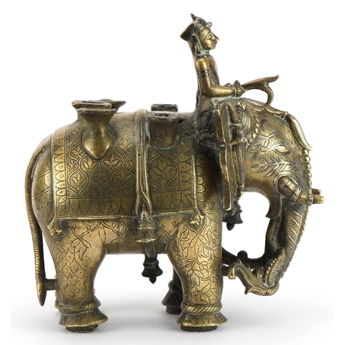 149 - 18th/19th century Indian bronze elephant and mahout with silver inlay, 25cm in length