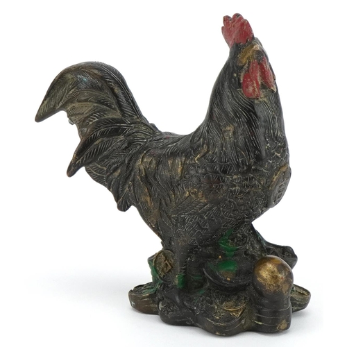 1417 - Chinese cold painted spelter cockerel, 11.5cm high