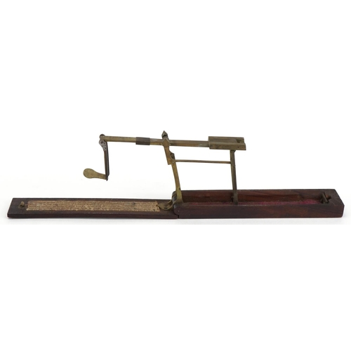 294 - Set of Georgian mahogany brass folding sovereign scales, 14cm in length when closed