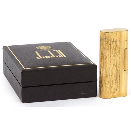 54 - Dunhill gold plated bark design pocket lighter with box