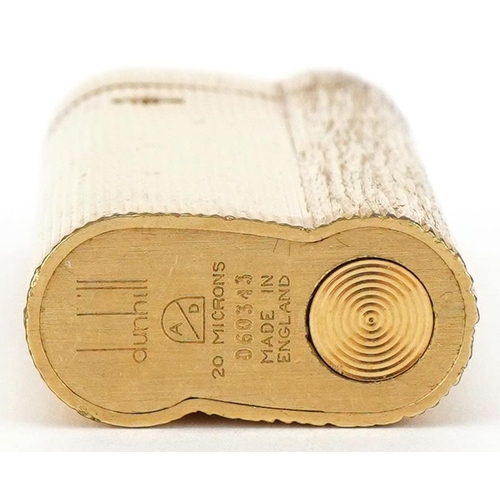 54 - Dunhill gold plated bark design pocket lighter with box