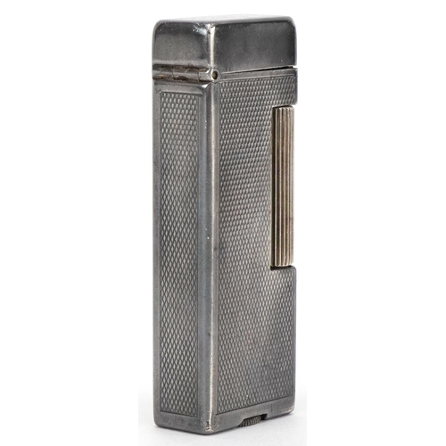 55A - Dunhill silver plated pocket lighter with engine turned body