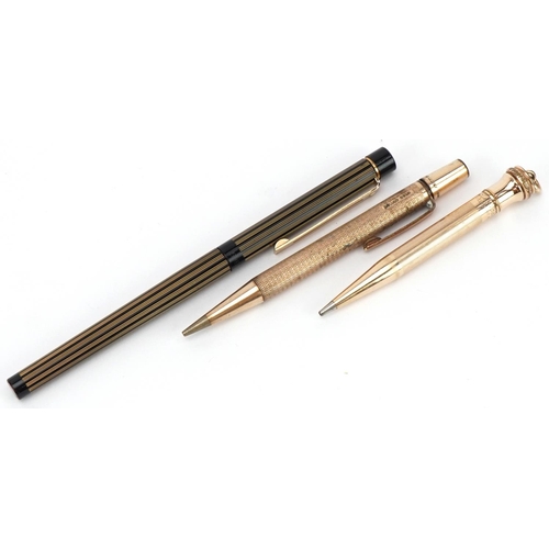 1635 - Sheaffer fountain pen with 14k gold nib and two gold plated propelling pencils