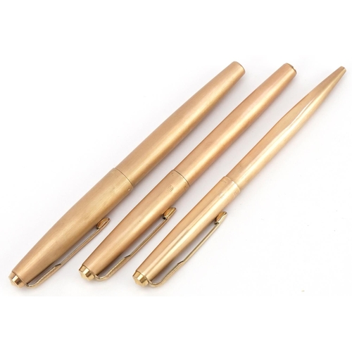 85 - Three vintage Parker pens including a fountain, each with 12ct rolled gold case