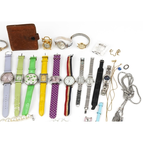 2564 - Vintage and later costume jewellery and wristwatches including a silver military interest trench typ... 