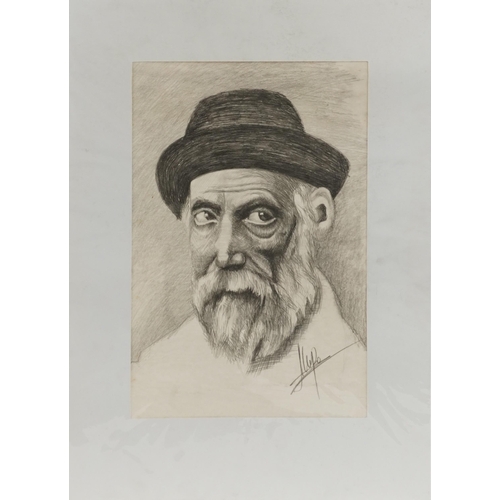 1779 - Portrait of a bearded gentleman, Russian school pencil on paper, indistinctly signed, mounted, unfra... 