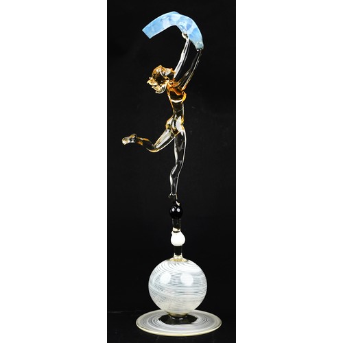 423 - Istvan Komaromy, Art Deco style lamp blown glass figure of a nude female, 34cm high