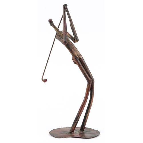 1641 - Mid century style bronzed metal sculpture of a golfer, 50.5cm high