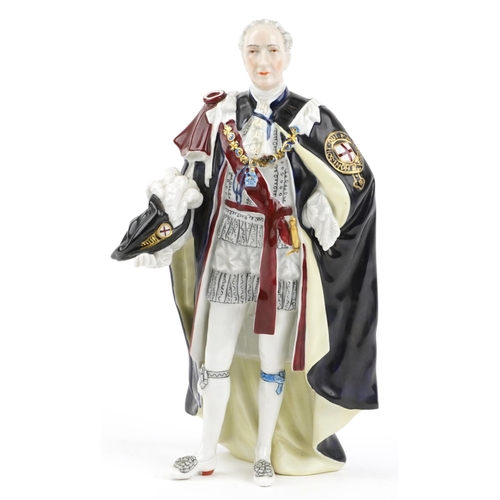 1416 - Early 20th century German hand painted porcelain figure of a gentleman wearing The Order of the Gart... 