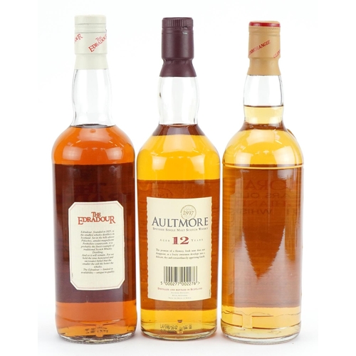 219 - Three bottles of whisky with boxes comprising Aultmore aged 12 years, Edradour aged 10 years and 10 ... 