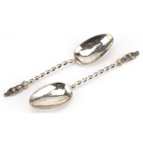 243 - William Hutton & Sons Ltd, set of six Edwardian silver apostle teaspoons and sugar tongs housed in a... 