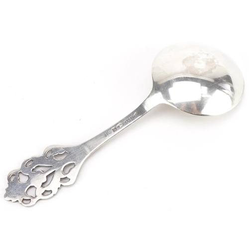 1421 - Norwegian 830S silver caddy spoon with naturalistic handle numbered 317, 10.5cm in length, 13.5g