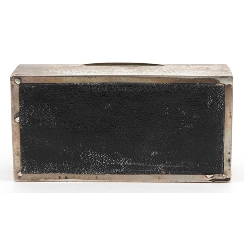 244 - Padgett & Braham Ltd, Art Deco silver cigar box, the hinged lid with engine turned decoration, Londo... 