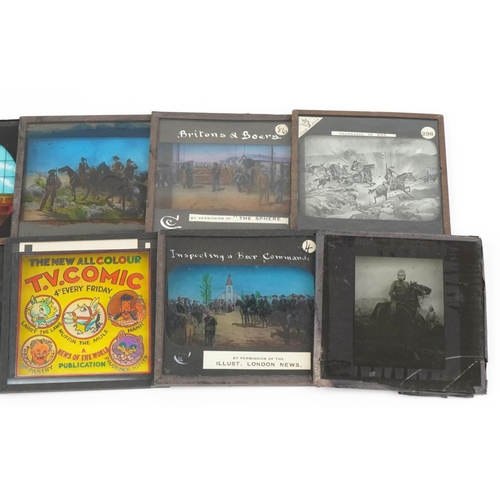 920 - Victorian and later magic lantern glass slides including Transvaal war