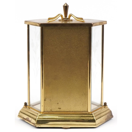 1600 - Kundo brass cased anniversary clock with bevelled glass panels, 25.5cm high