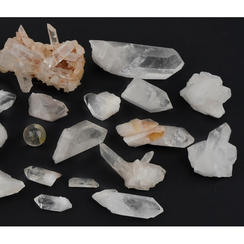 257 - Large collection of geology interest natural history quartz specimens, the largest 19cm wide