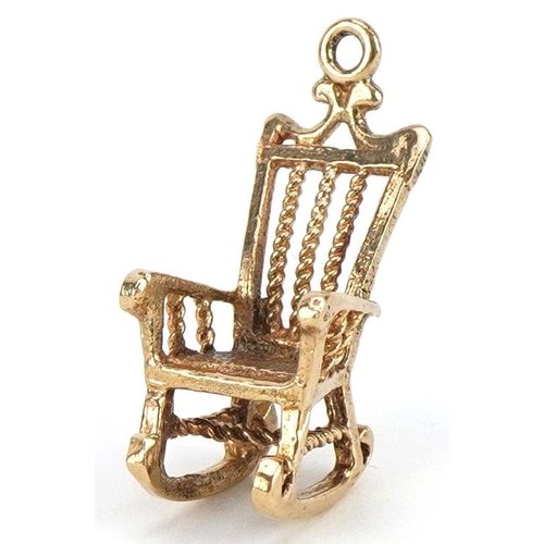 2092 - 9ct gold rocking chair charm, 2.4cm high, 2.3g