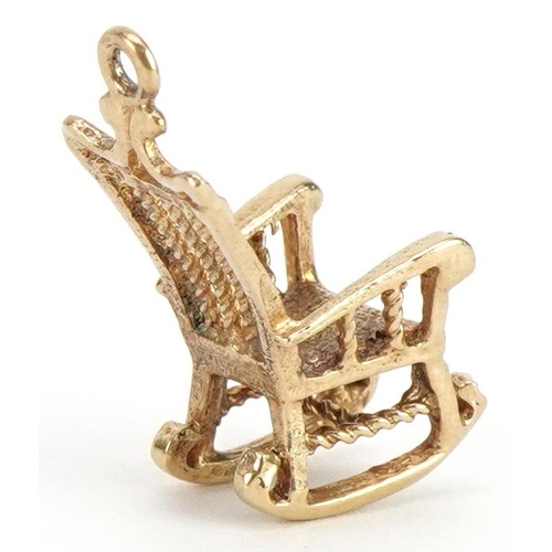 2092 - 9ct gold rocking chair charm, 2.4cm high, 2.3g