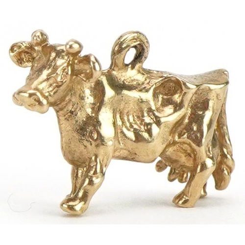 2175 - 9ct gold cow charm, 1.8cm wide, 3.2g