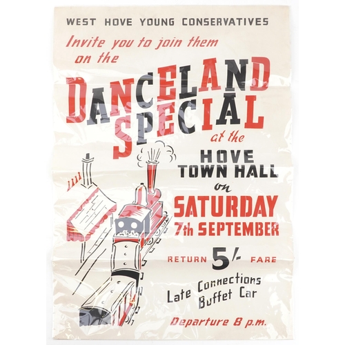 1288 - Vintage West Hove Young Conservatives advertising poster, 73cm x 51cm