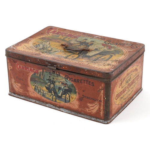 1794 - Virginia Cigarettes carriage advertising tin, 12cm H x 24cm W x 17cm D