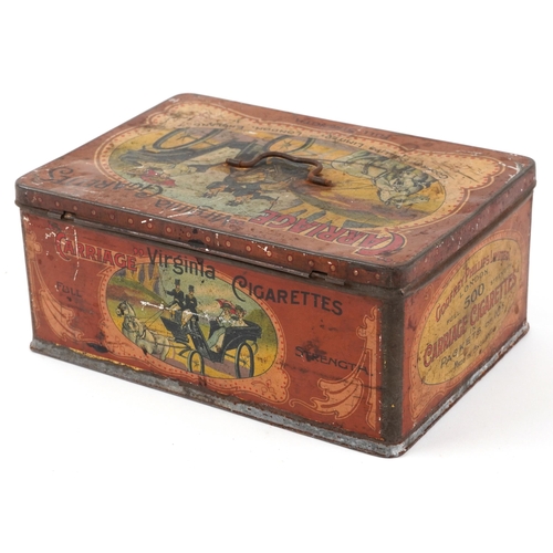 1794 - Virginia Cigarettes carriage advertising tin, 12cm H x 24cm W x 17cm D