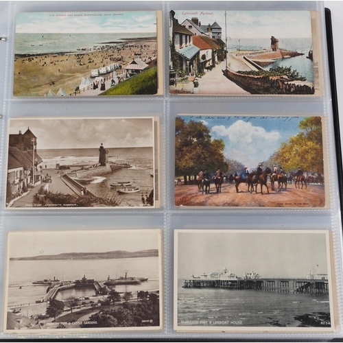 956 - Collection of shipping and railwayana postcards arranged in an album including London & South Wester... 