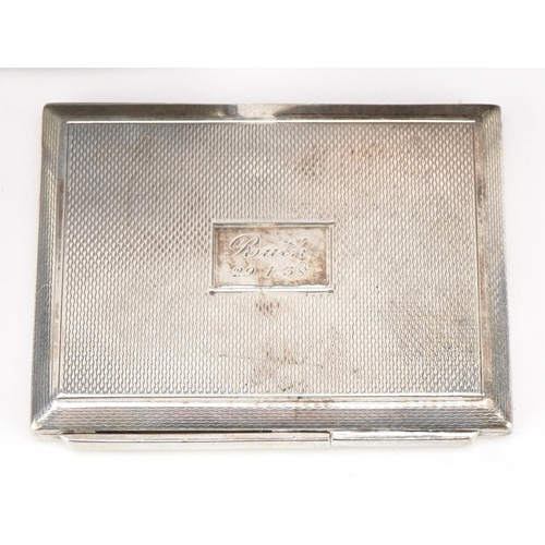 99 - Two Edwardian and later silver cigarette cases and an engine turned silver compact, the largest 8.5c... 