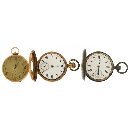 2603 - Three pocket watches comprising silver AM Watch Co half hunter, gold plated Coventry Astral half hun... 