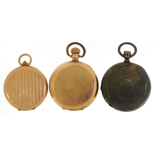 2603 - Three pocket watches comprising silver AM Watch Co half hunter, gold plated Coventry Astral half hun... 