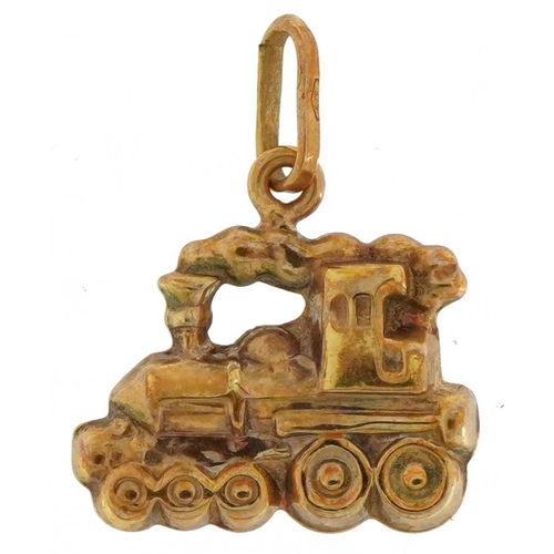 2172 - 9ct gold steam locomotive charm, 1.5cm in length, 1.1g