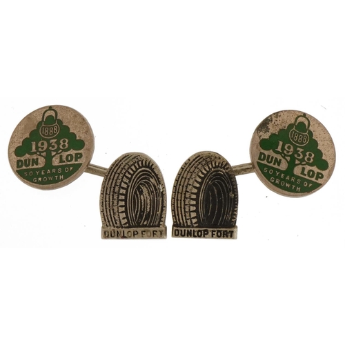 2101 - Pair of Dunlop 1888-1938 Fifty Years of Growth enamelled cufflinks, 1.5cm in diameter, 9.3g