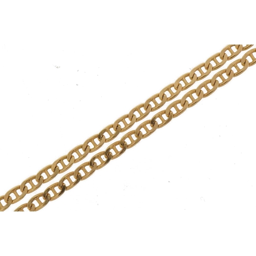 2125 - 14ct gold necklace with 9ct gold clasp, 44cm in length, 3.5g