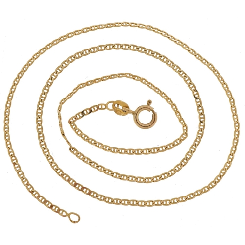 2125 - 14ct gold necklace with 9ct gold clasp, 44cm in length, 3.5g