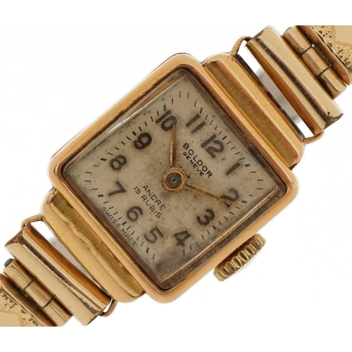 2095 - Boldor, ladies Art Deco 18ct gold manual wristwatch, 15mm wide