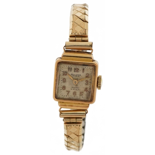 2095 - Boldor, ladies Art Deco 18ct gold manual wristwatch, 15mm wide