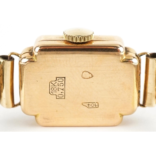 2095 - Boldor, ladies Art Deco 18ct gold manual wristwatch, 15mm wide