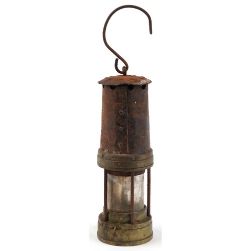 1658 - Early 20th century Thomas & Williams type No 7 miner's lamp with plaque numbered 72, 26.5cm high