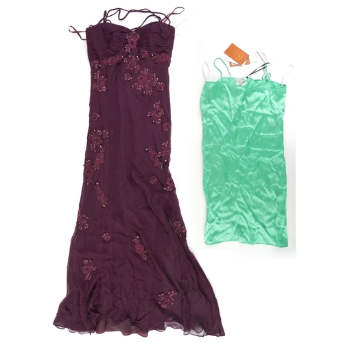 340 - Versace Collection silk nightdress, size 40 and a Gina Bacconi sequinned cocktail dress, each with t... 