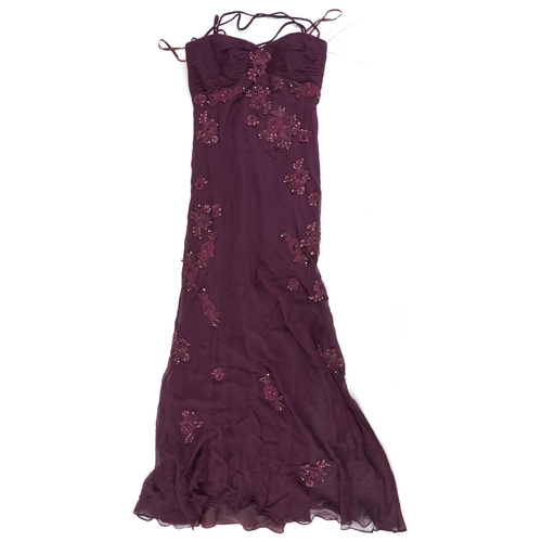 340 - Versace Collection silk nightdress, size 40 and a Gina Bacconi sequinned cocktail dress, each with t... 