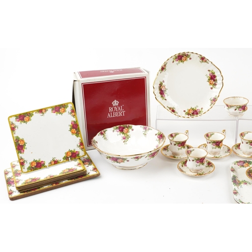 1311 - Royal Albert Old Country Roses dinner and teaware including coffee pot, trios, dinner plates, place ... 